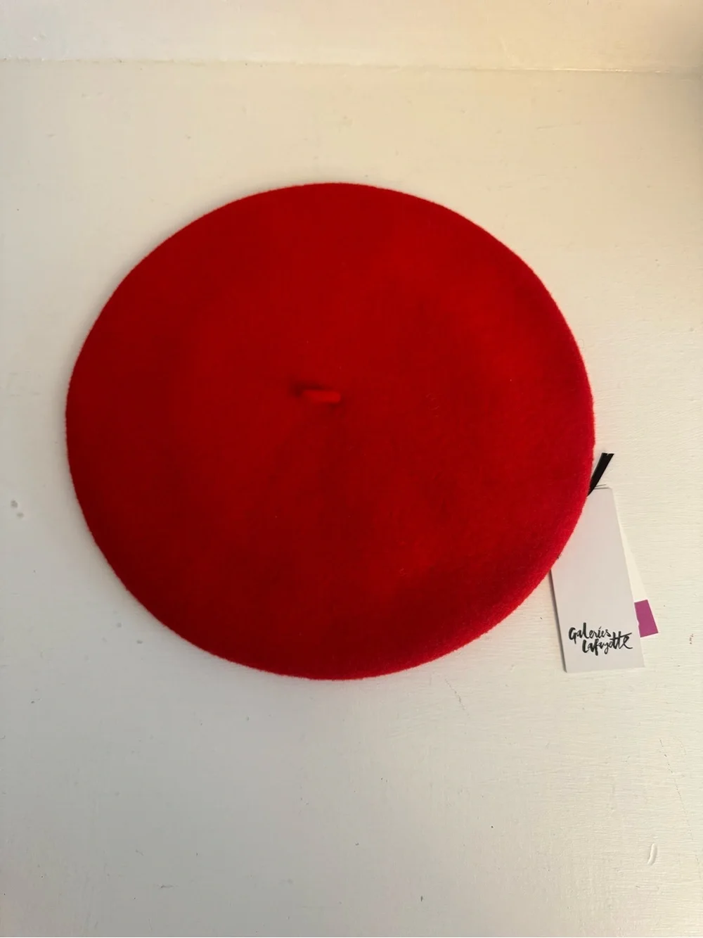 Galeries Lafayette 100% Wool Red Beret Hat Womens